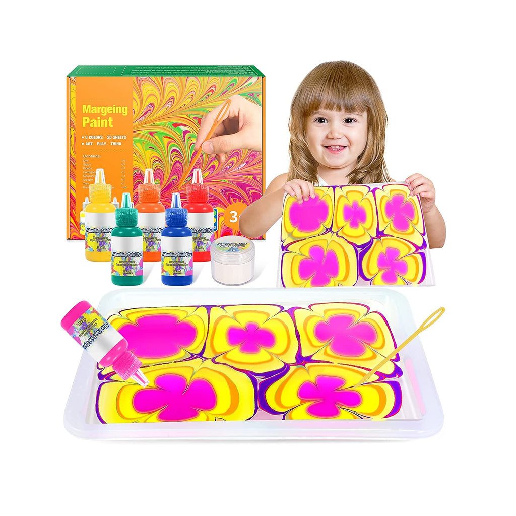 Gifts for 5-12 Year Old Girls  Marbling Paint Art Kit for Kid Toys Ar