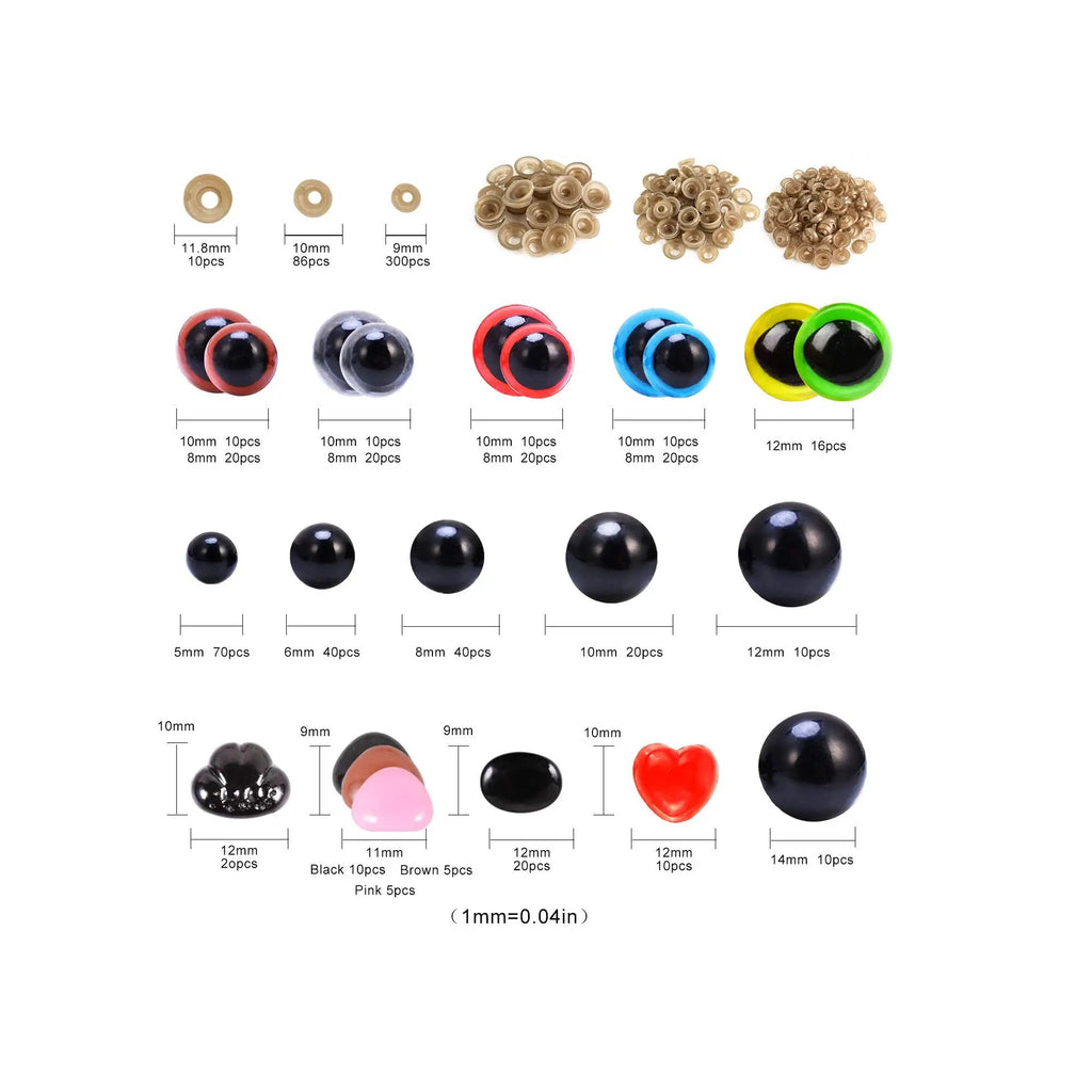 VERACT Safety Eyes and Noses  792PCS Colorful Safety Eyes for Amiguru