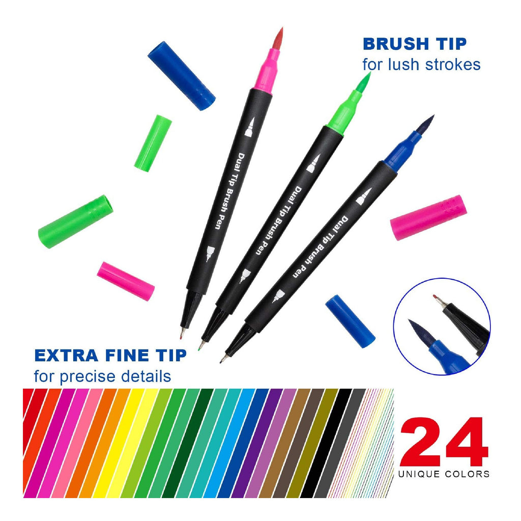 Reaeon Coloring Markers Pen, Dual Brush Tip Marker for Adult