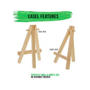 U.S. Art Supply 3" x 3" Stretched Canvas with 5" Mini Natural Wood Display Easel Kit (Pack of 12)