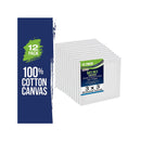 U.S. Art Supply 3" x 3" Stretched Canvas with 5" Mini Natural Wood Display Easel Kit (Pack of 12)