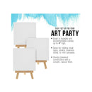 U.S. Art Supply 3" x 3" Stretched Canvas with 5" Mini Natural Wood Display Easel Kit (Pack of 12)