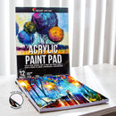 Acrylic Paper Pads (Set of 2) | 12 Acrylic Sheets 9x12 inch | 400gsm - Acid-Free Painting Paper | Easy Removable Pages