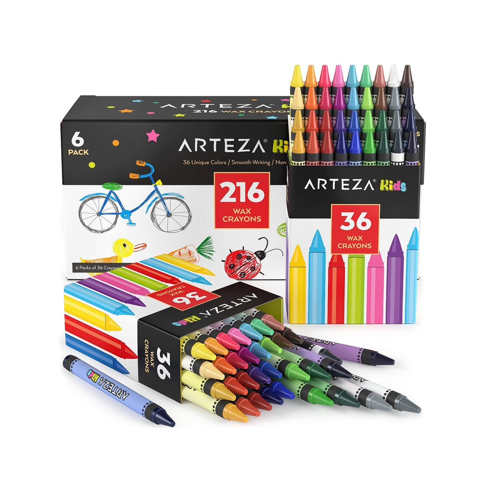 Kids Toddler Crayons in Bulk, 216 Count, 6 Packs of 36 Colors