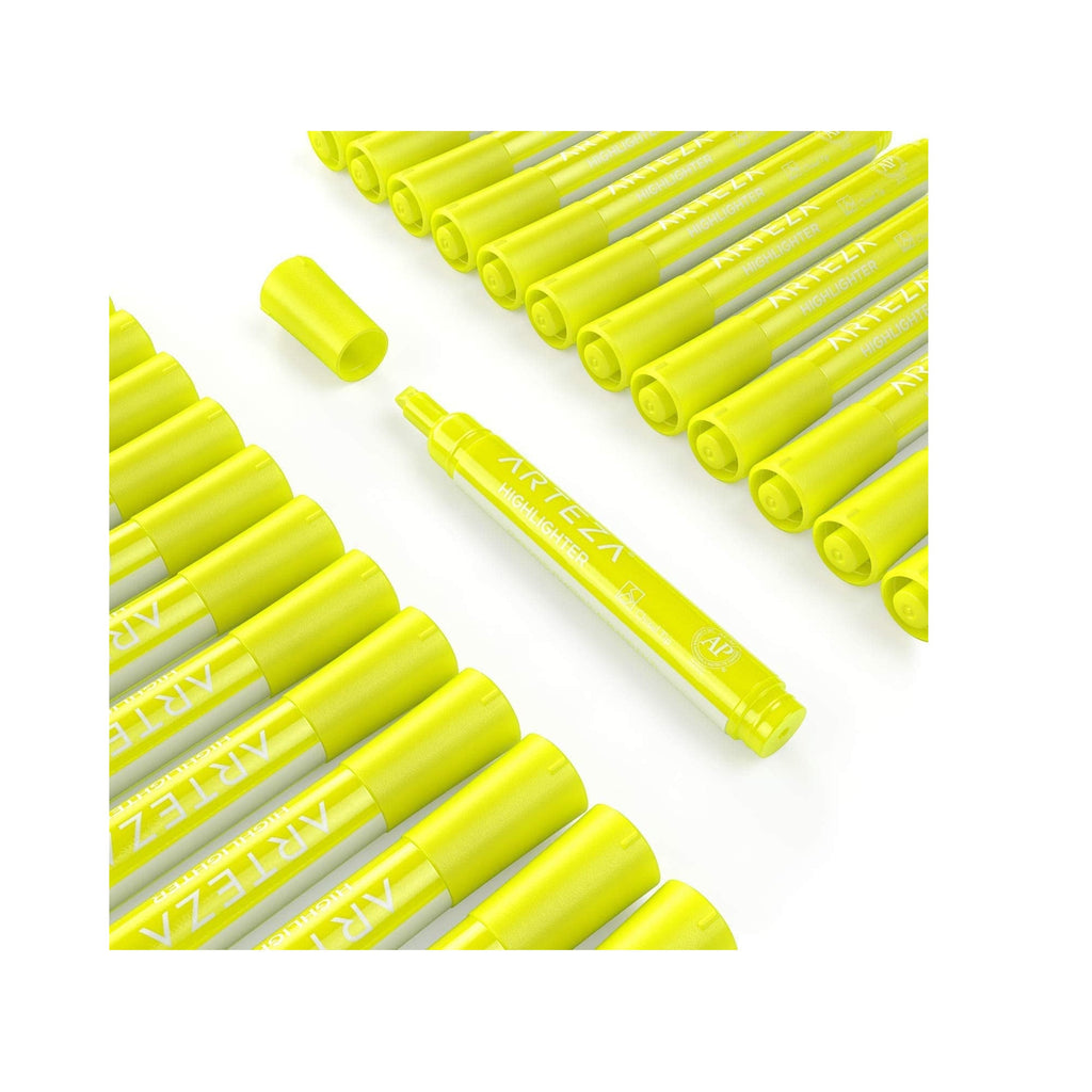 Arteza Highlighters, Broad & Narrow Chisel Tips, 6 Assorted Colors - Set of 60