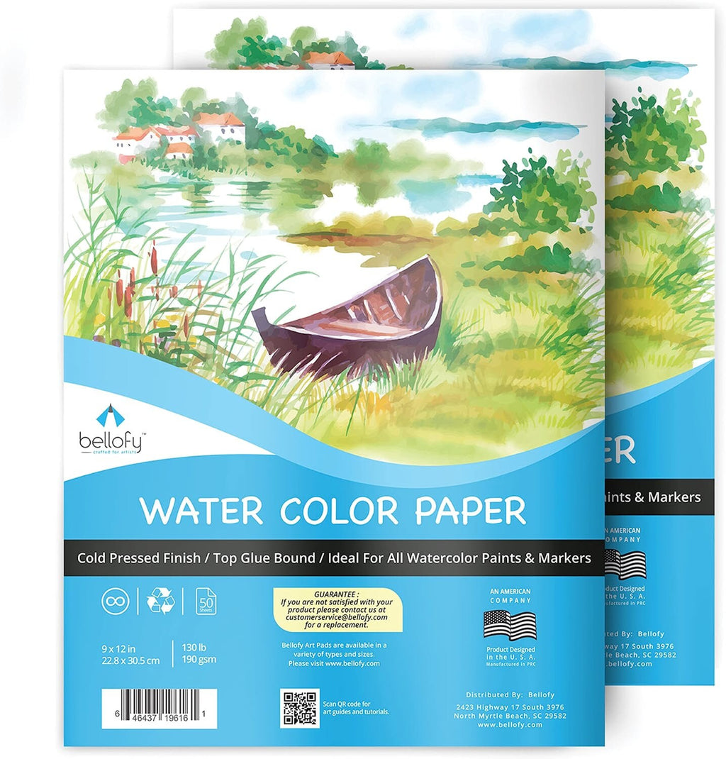 Bellofy 2X Watercolor Paper Pad 100 Sheets | Watercolor Paper 9x12 In |  Watercolor Paper Kids, Artists & Beginners Love | Watercolor Paper For