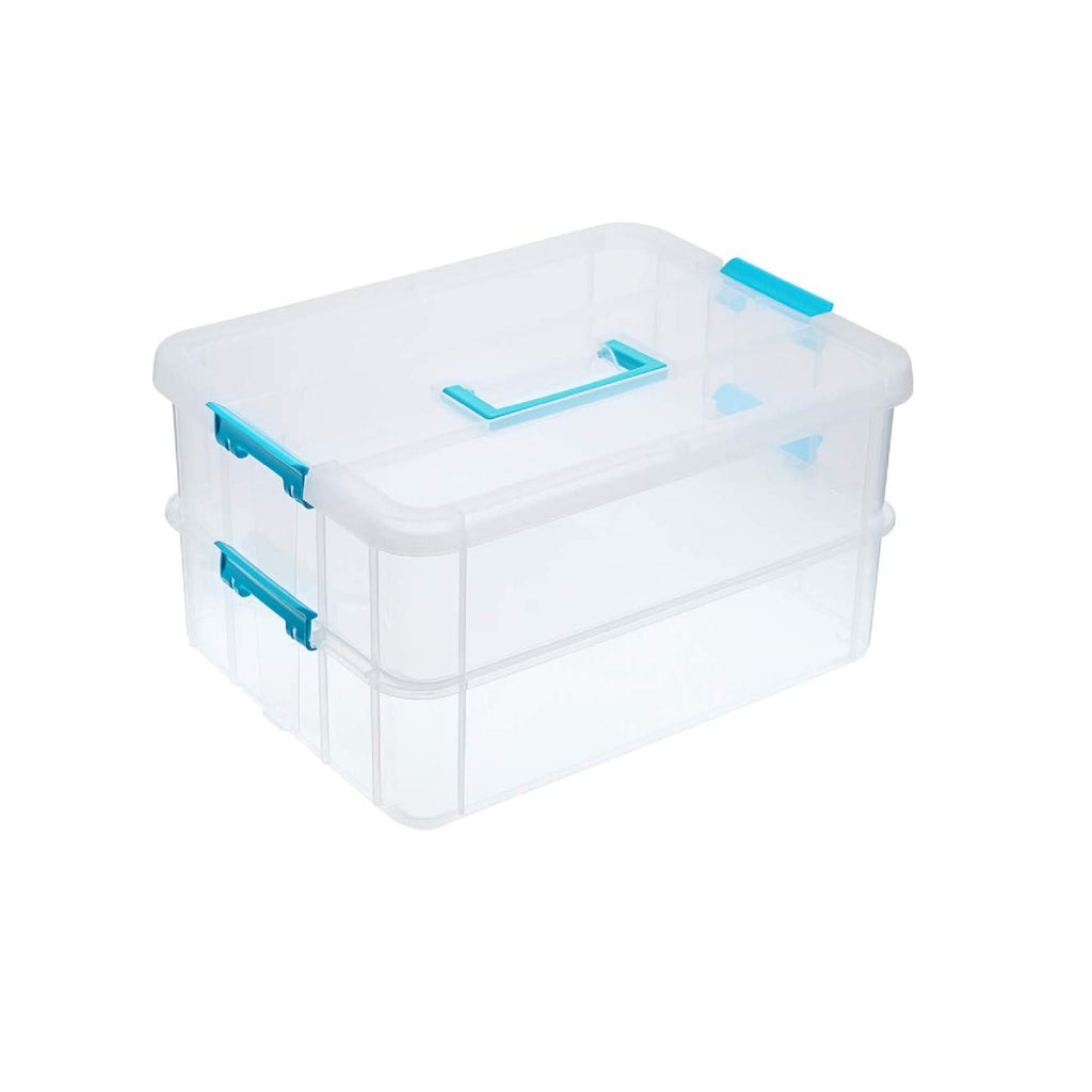 BTSKY Clear Acrylic Dividing Storage Box with Lid & Handle