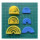 Rainbow Set Of 3 Polymer Clay Cutters With Combination Stamp