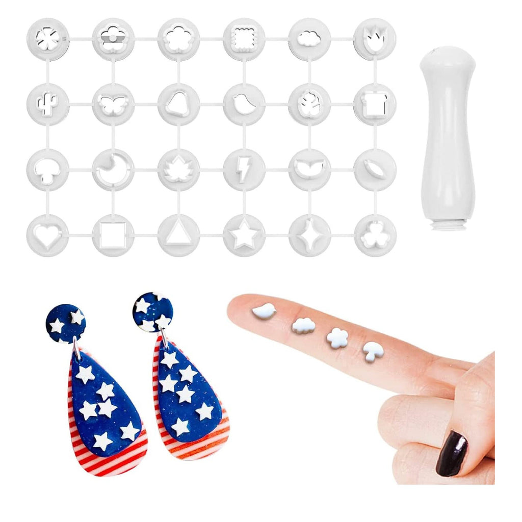 Polymer Clay Cutters Set Stainless Steel Multiple Shape Clay Earring Cutters  Set Reusable Polymer Clay Molds Set with Earring Accessories for Earrings  Jewelry Making 