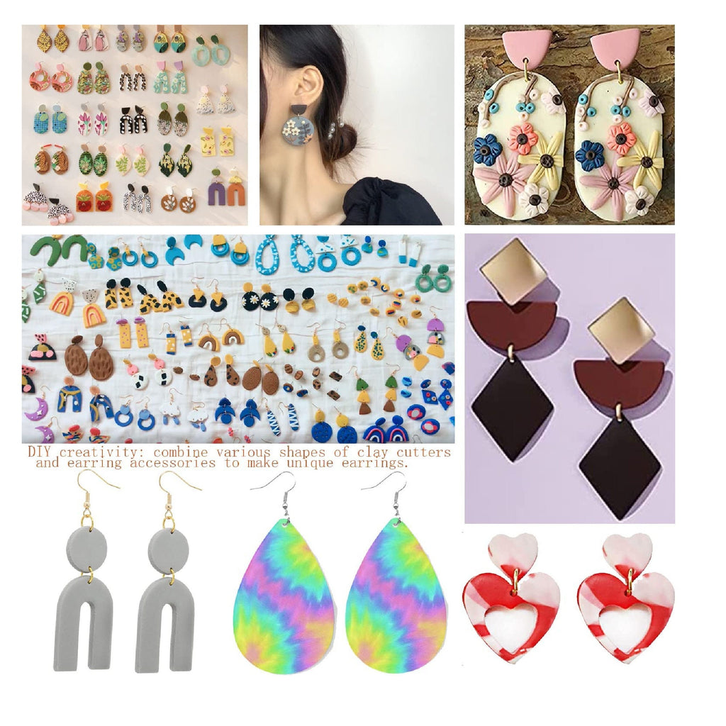 Polymer Clay Cutters, 24 Pcs Clay Earring Cutters with Earring Cards and  Hooks, Clay Cutters for Polymer Clay Jewelry Making