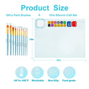 Silicone Craft Mat With Holder For Cups And Paints | 20" x 16" Silicone Mat with 10 Panting Brushes