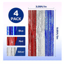 Lansian 4 Pack 4th Of July Decoration Backdrop | Red Silver Blue Foil Fringe Curtains | Door Decoration