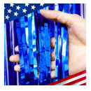Lansian 4 Pack 4th Of July Decoration Backdrop | Red Silver Blue Foil Fringe Curtains | Door Decoration