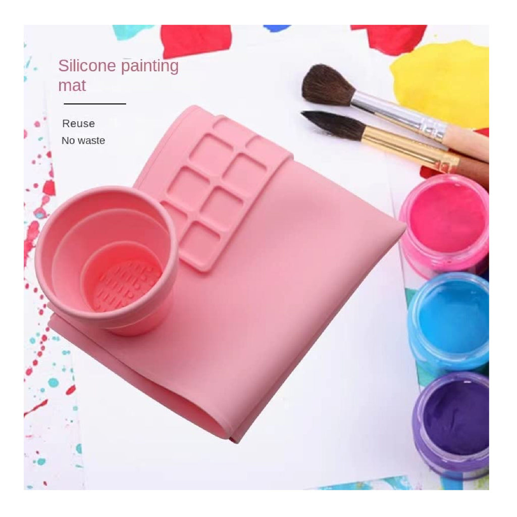 Silicone Craft Mat, Versatile 20x16 inches Silicone Mats for Crafts,  Silicone Art Mat with Cup and Paint Holder, Easy to Clean Silicone Painting  Mat