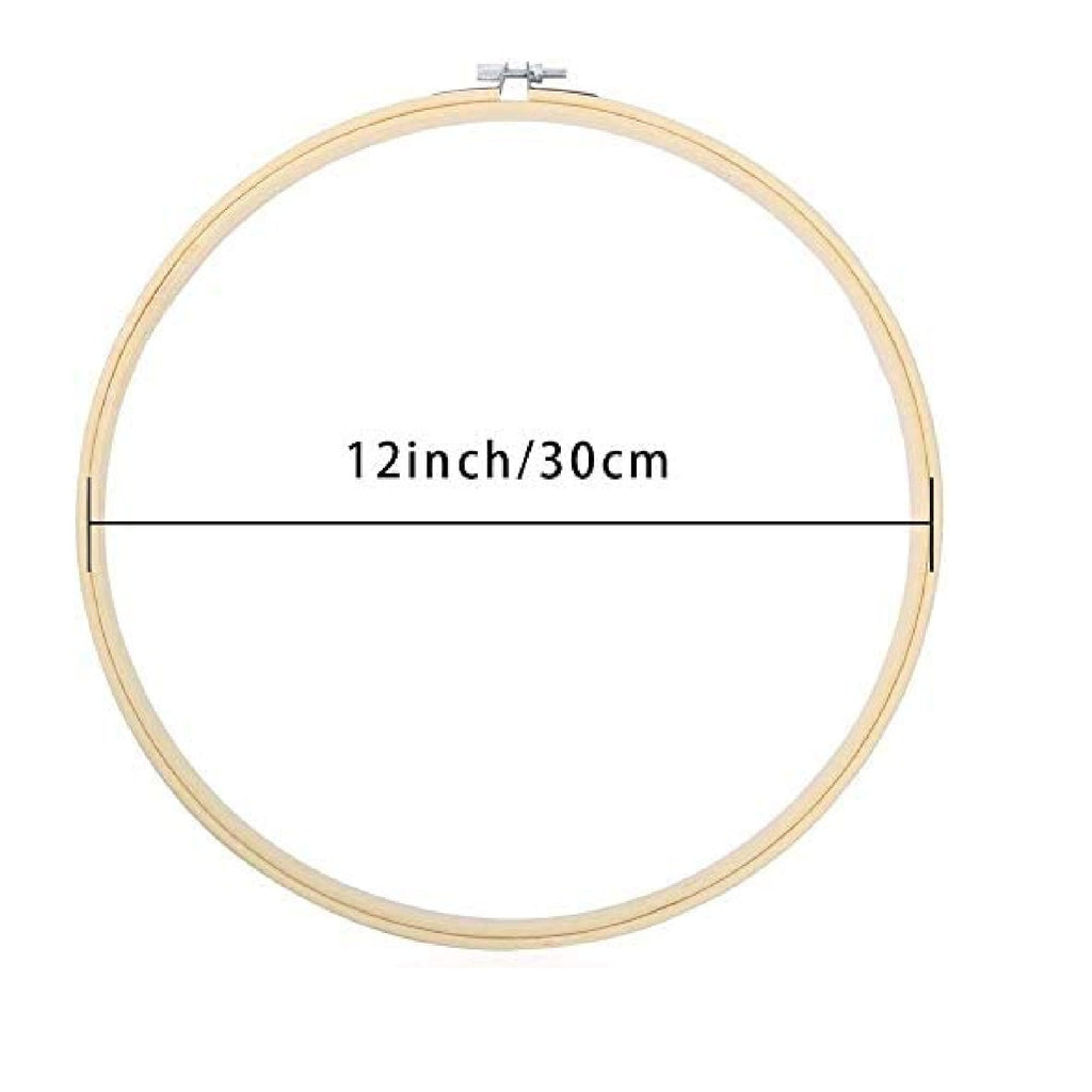 WOWOSS 6 Pieces 12 Inch Adjustable Wooden Round Embroidery Hoops Bambo