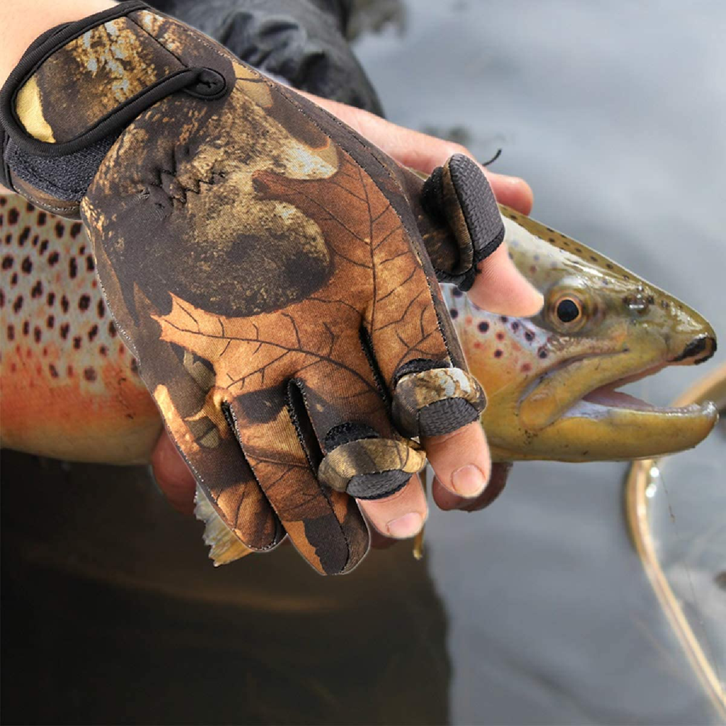 Waterproof Anti-Slip Fishing Gloves L# Elastic Neoprene Half Finger