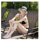 Funky Junque Ponytail Bucket Hat UPF 50+ Messy Bun Sun Hat Wide Brim Mesh Cap