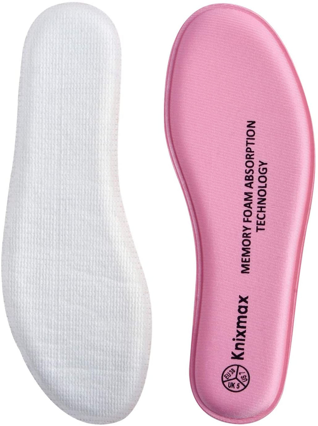 Knixmax Memory Foam Shoe Insoles for Women Pink