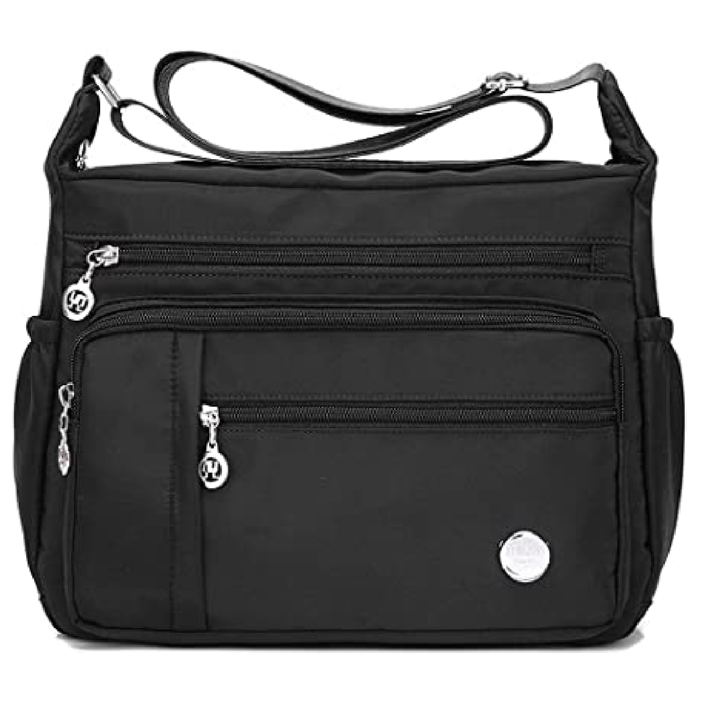 Swiss Marshal Genuine Leather Womens Purse Double Zipper Top Pockets  Crossbody Shoulder Bag for Ladies (Black): Handbags