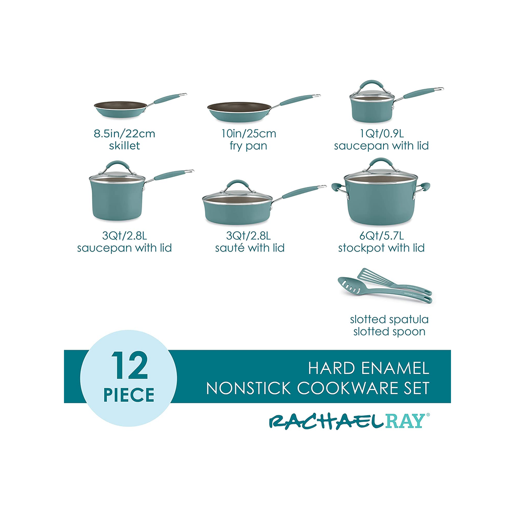 Rachael Ray Cucina Nonstick Cookware Pots and Pans Set, 12 Piece