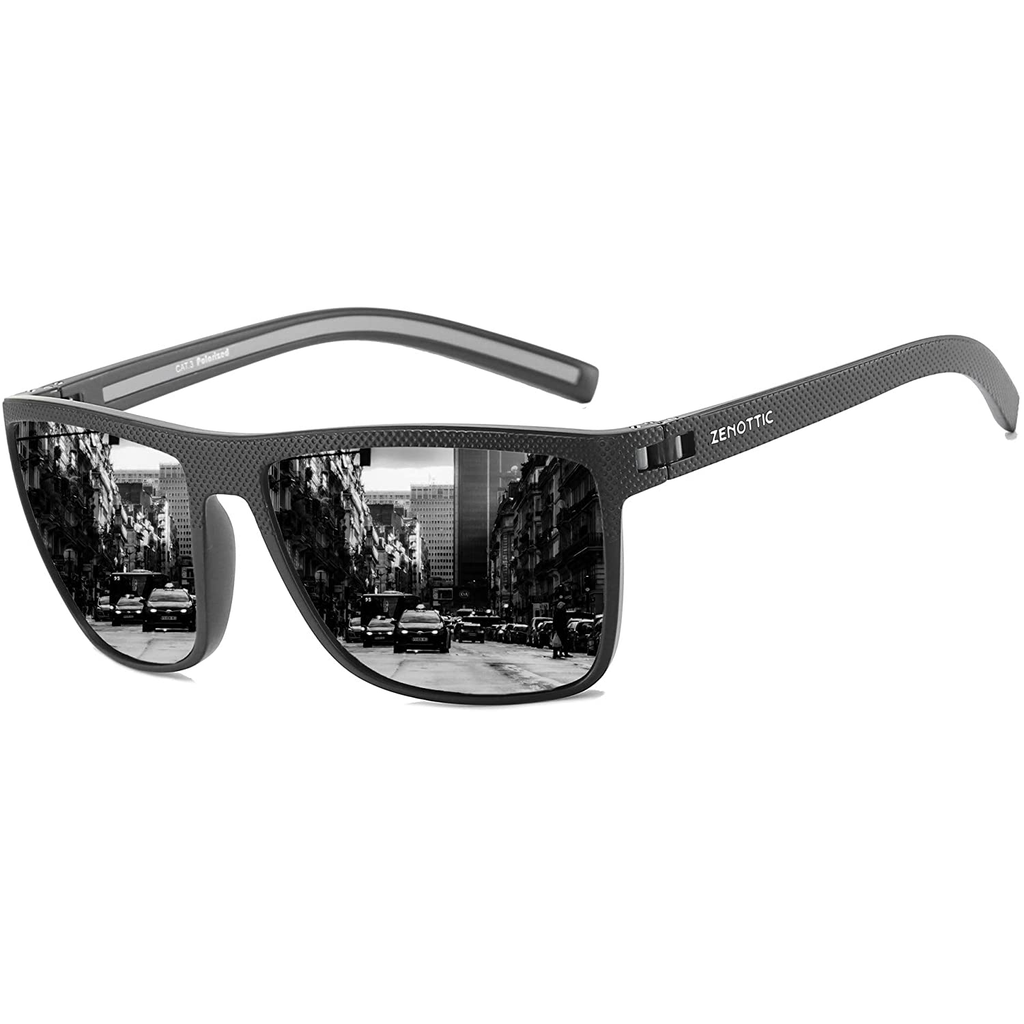 ZENOTTIC Polarized Aviator Sunglasses for Men Carbon Fiber Temple