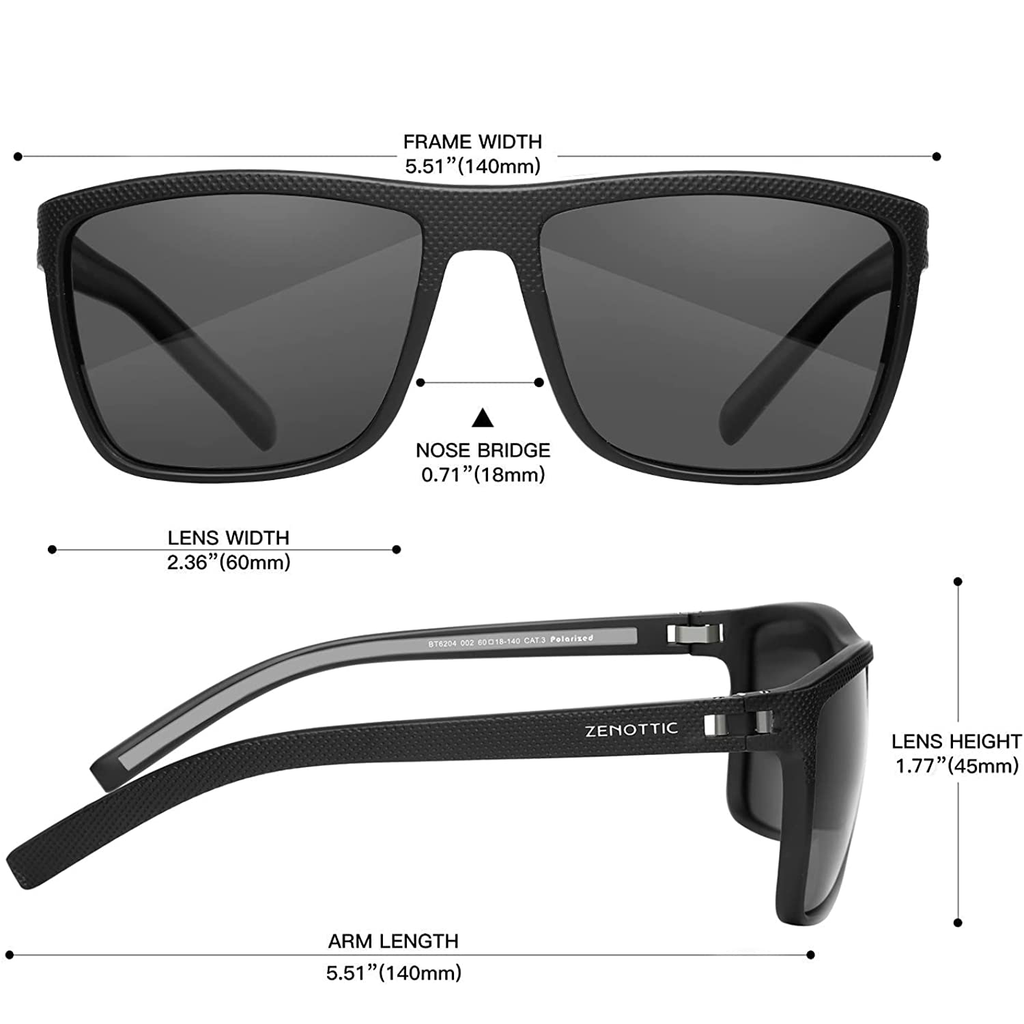 ZENOTTIC Polarized Aviator Sunglasses for Men Carbon Fiber Temple