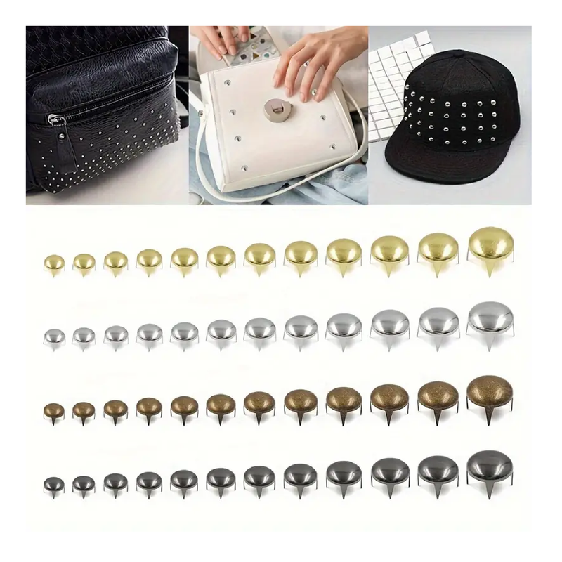 100pcs 2.5-16mm Round Dome Rivets Spike Studs, Punk Rock DIY Leather Craft For Shoes Clothing Bag Parts Decoration