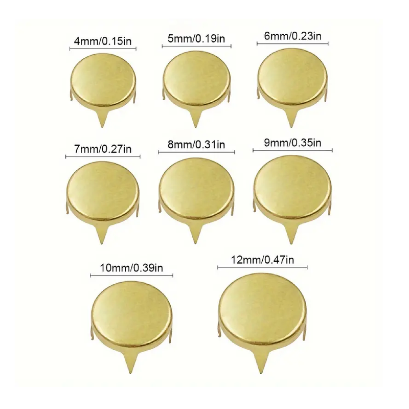 100pcs 4-12mm 4 Claw Flat Spike Rivets Studs Spots, Nailhead Punk Rock, DIY Leather Craft For Clothing, Bag And Shoes Parts Decoration