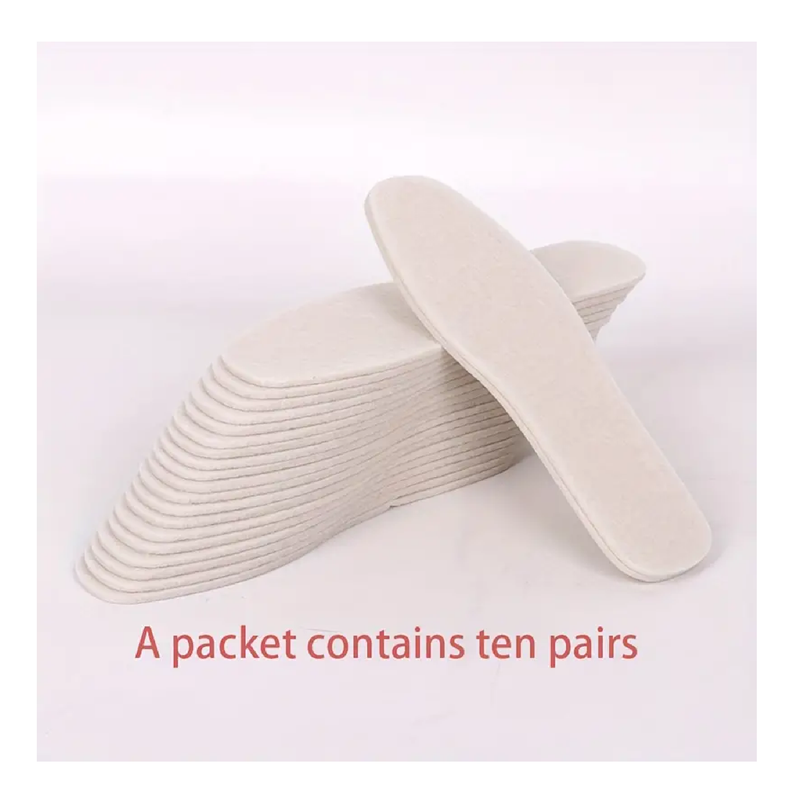 10pairs Felt Insoles, Essential For Keeping Warm In Winter, Thickened Sweat-absorbent Breathable Soft Felt Insoles