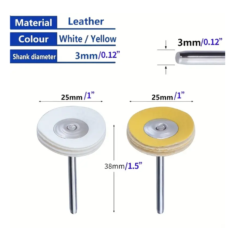 10pcs Leather Buffing Wheel 3x25mm Brush Polishing Grinding Disc Rotary Tool Dust Cleaning Polishing For Glass Wood Rubber Jewelry Ceramic Watch Jewelry