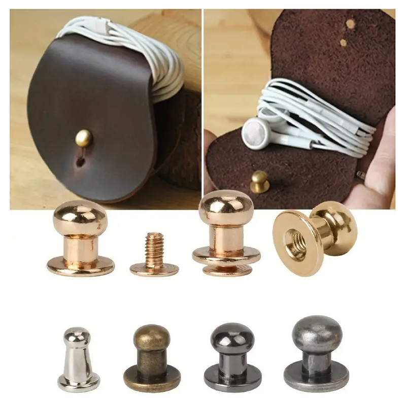 10pcs Set Button Screws, Round Head Ball Studs, Rivets, Artificial Leather Craft Hardware Accessories