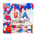 138 PCS Patriotic Day Balloon Garland Kit Red Blue White Balloons USA Banner Patriotic Balloons Decorations