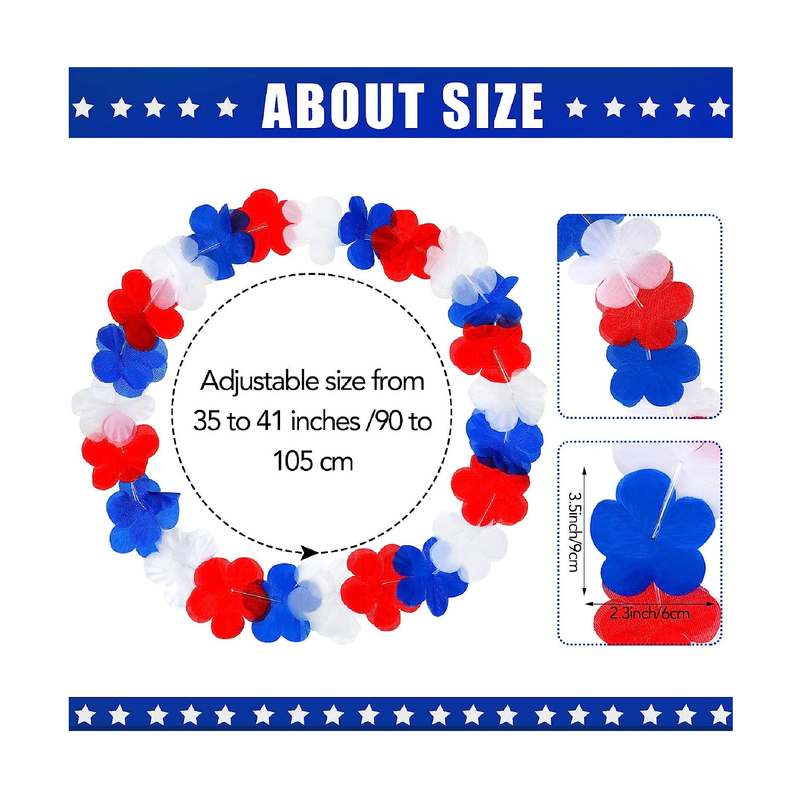 150 Pcs Red White and Blue Leis 4th of July Leis Memorial Day Flower Leis Patriotic Leis Independence
