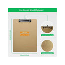 16-Pack Letter Size 9" x 12.5" Clipboards | Eco-Friendly Wooden Boards for A4 Paper
