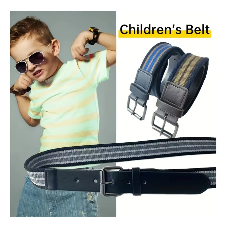 1PC Boy's Casual Canvas Stripe Belt, Autumn And Winter Fashion Belt