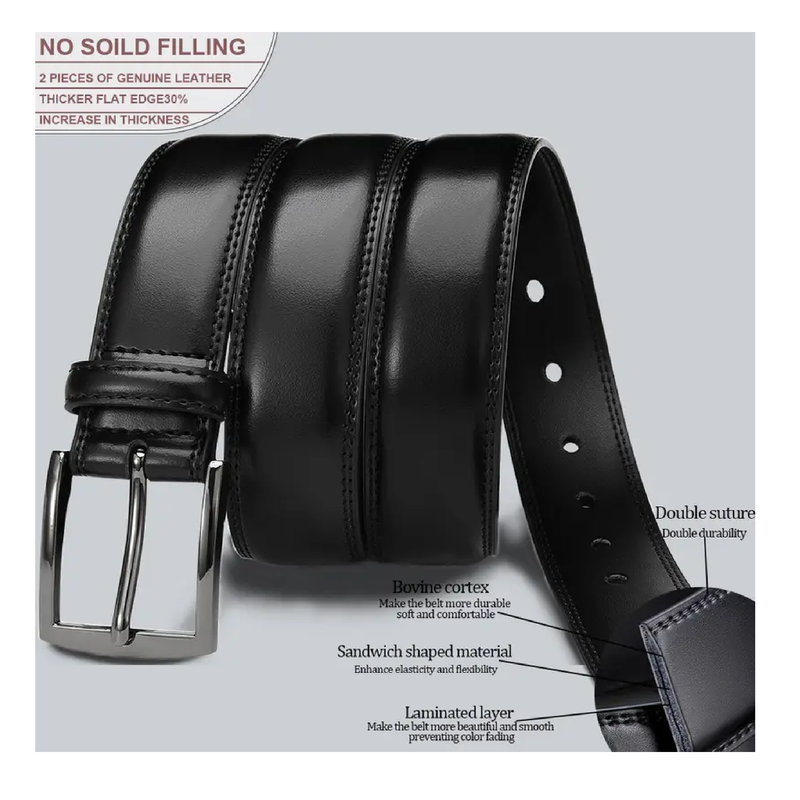 1PC Men's Genuine Leather Cowhide Belt, Pin Buckle Belt