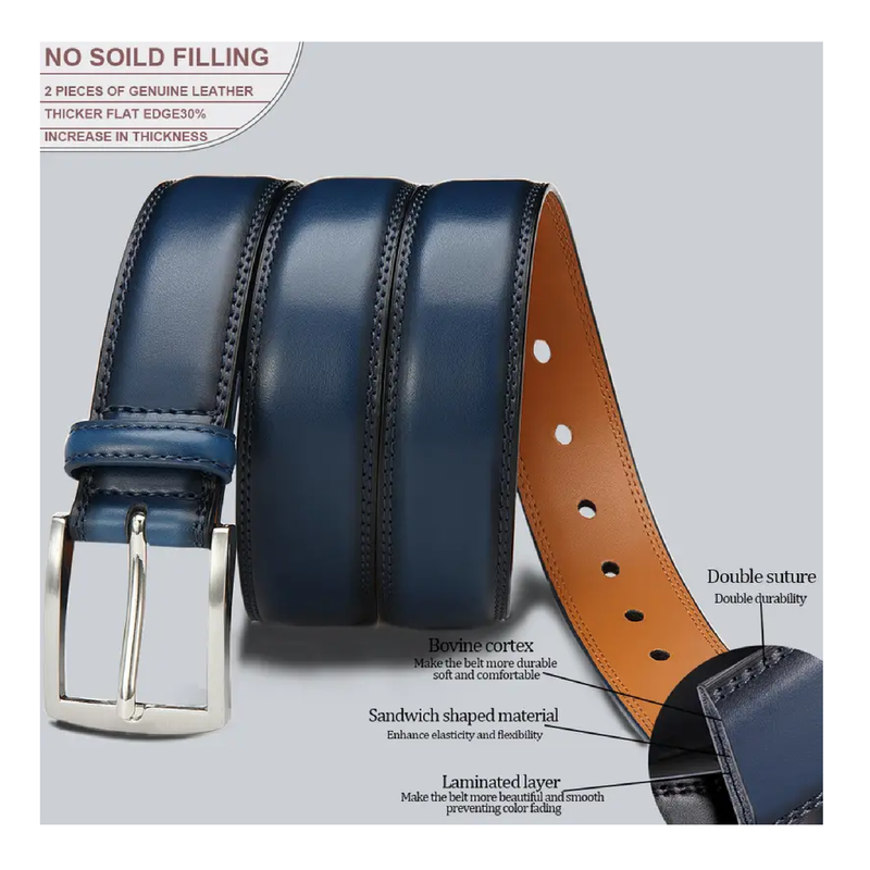 1PC Men's Genuine Leather Large Pin Buckle Belt, Alloy Automatic Buckle Adjustable Belts , Ideal choice for Gifts