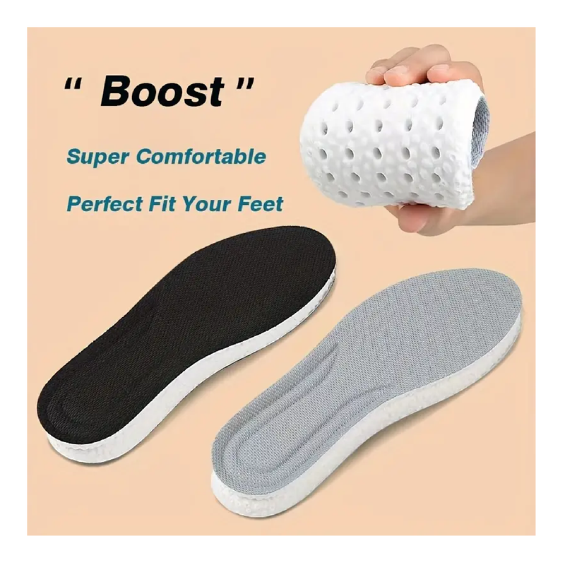 1 Pair 4D Unisex High Elastic Shock Absorbing Deodorant Sport Insoles Comfortable Breathable Massage Cushion For Feet Care Orthopedic Insoles