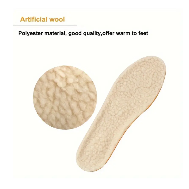 1Pair Lamb Wool Warm Cuttable Insoles, Massage Shock-absorbing Insoles For Women & Men