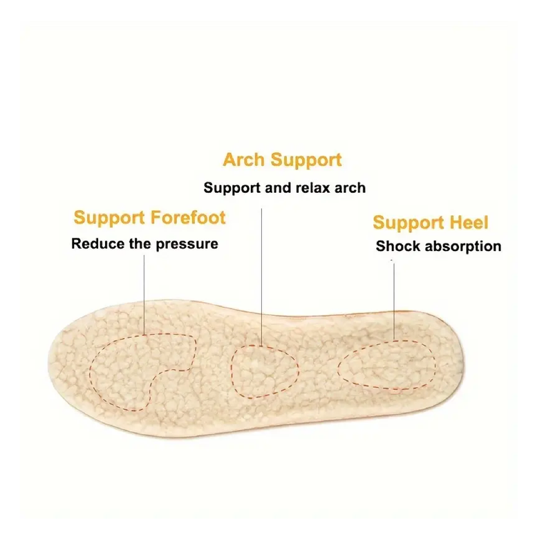 1Pair Lamb Wool Warm Cuttable Insoles, Massage Shock-absorbing Insoles For Women & Men