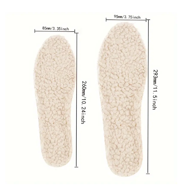 1Pair Lamb Wool Warm Cuttable Insoles, Massage Shock-absorbing Insoles For Women & Men