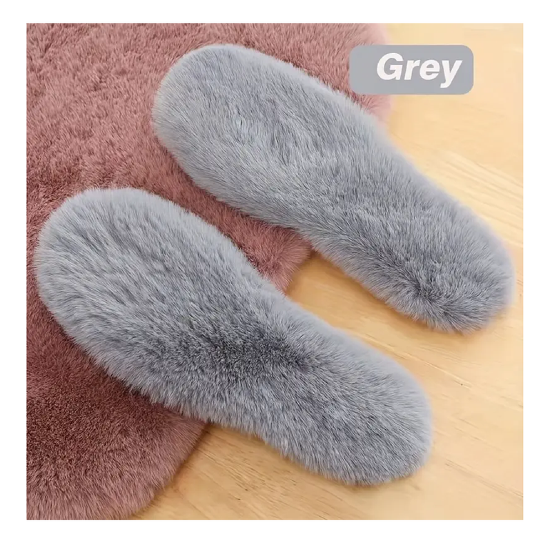 1Pair Super Fluffy Self Heated Warm Thermal Insoles, Thicken Synthetic Rabbit Fur Soft & Comfy Sport Insoles, Perfect For Cold Winter