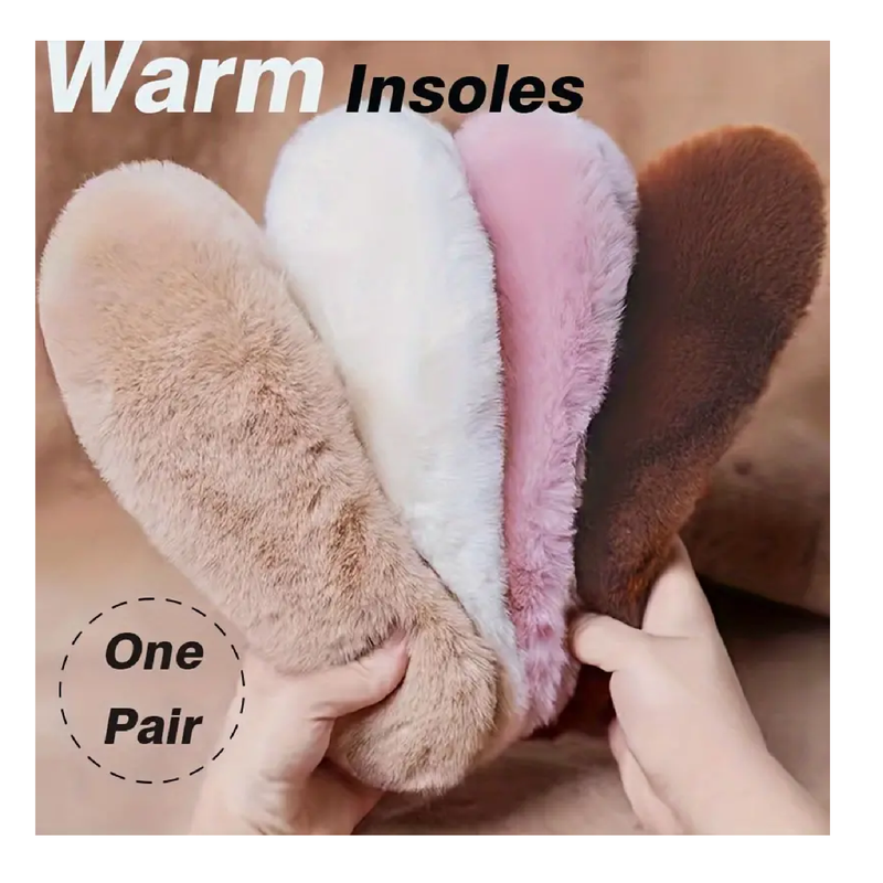 1Pair Super Fluffy Self Heated Warm Thermal Insoles, Thicken Synthetic Rabbit Fur Soft & Comfy Sport Insoles, Perfect For Cold Winter