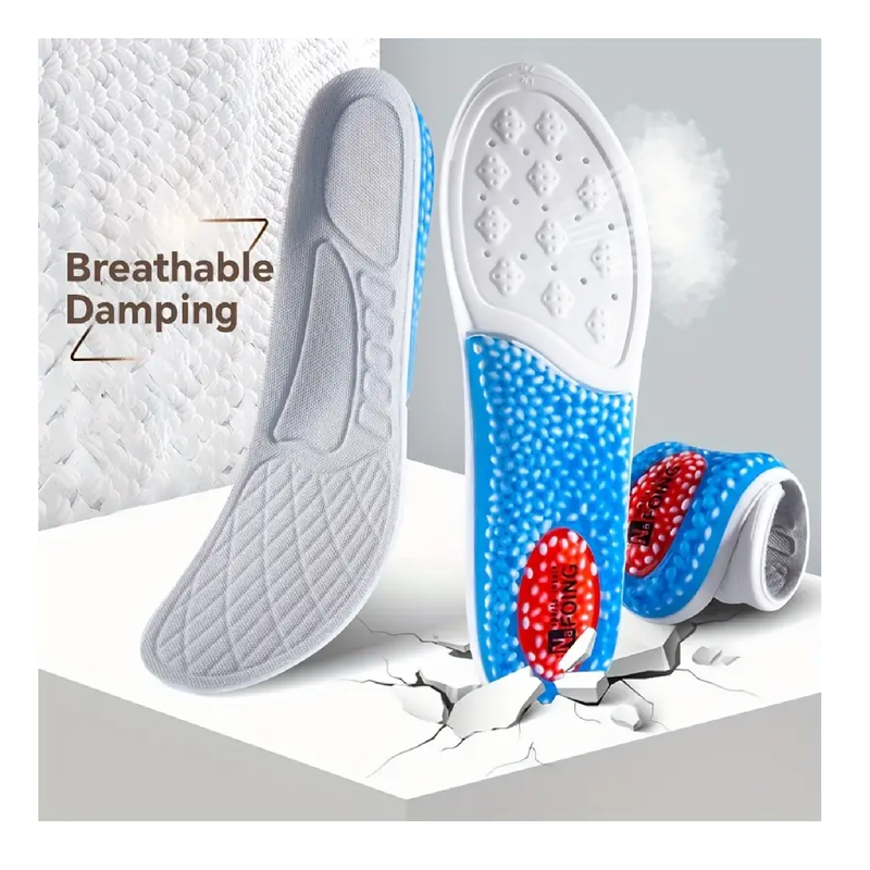 1 Pair TPU Upgraded Sports Shock Absorption Insoles, Elastic Running Sneaker Pads, Deodorant Comfortable Feet Cushion