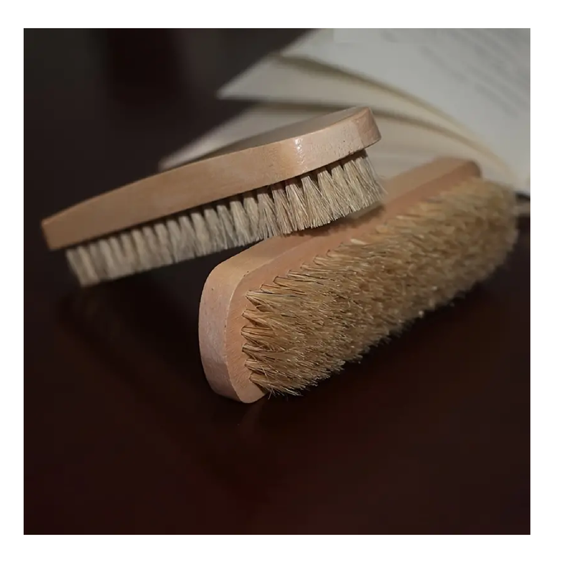 1Pc/2pcs Shining And Polishing White Bristle Shoe Brush, Leather Shoe Care Tool