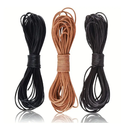 1 Yard Cowhide Round Leather Cords Rope String For DIY Bracelet Necklace Jewelry Making Lanyards DIY Crafts, Black, Khaki, Natural Brown Genuine Leather Cords (1-1.5-2-2.5-3-5/mm)