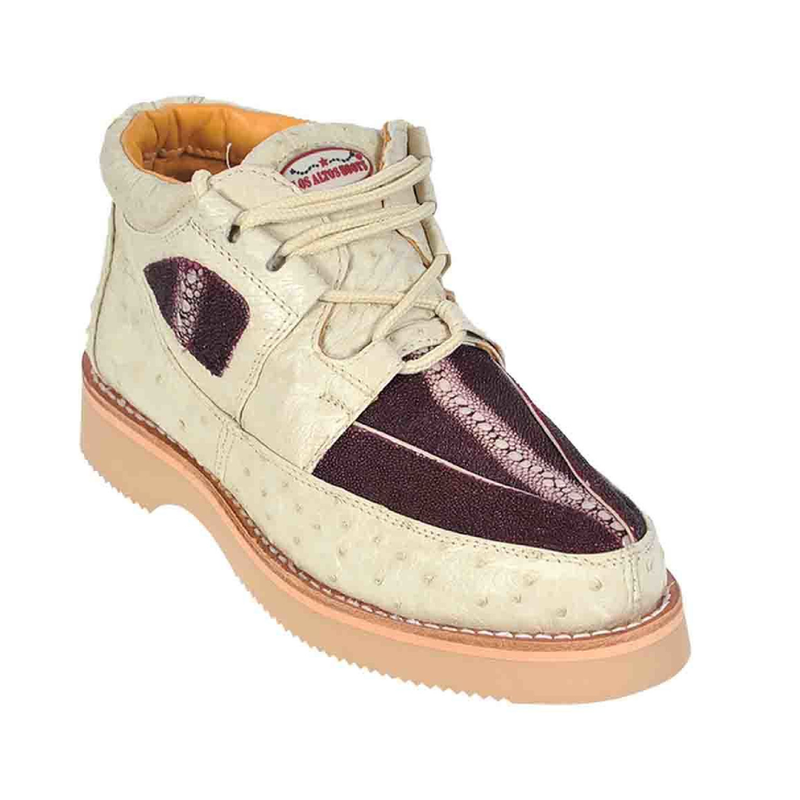 Los Altos Boots Mens # ZA101106 Casual Shoe | Style #01 | Stingray W/Ostrich Boots | ColorBurgundy Winder Y White