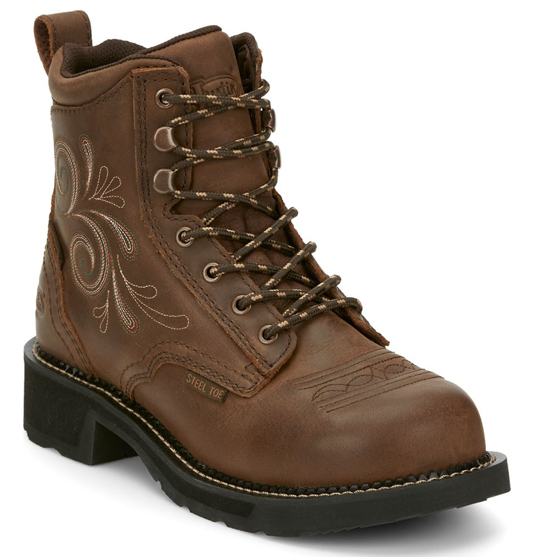Justin Work Boots Womens Katerina Steel Toe | Style GY985 Color Aged Bark