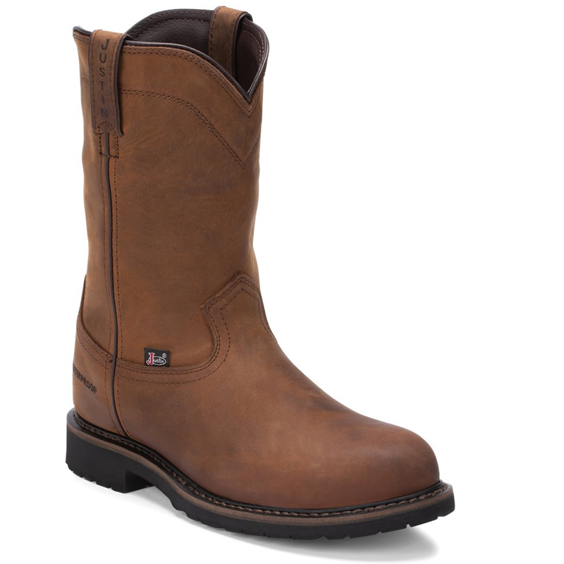 Justin Work Boots Mens Drywall Pull On | Style SE4961 Color Whiskey Brown