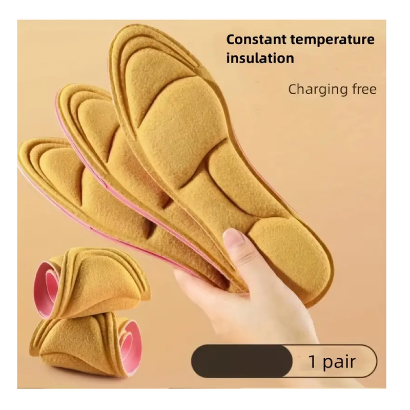 1pair 5D Winter Warm Massage Insoles, Thickened And Added Soft Elastic Sports Shock Absorption Sweat Breathable Odor-resistant Feet